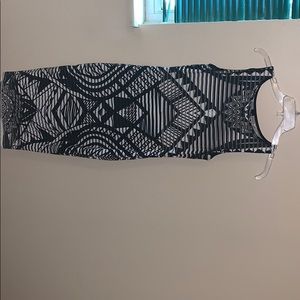 Aztec print black dress, mesh type